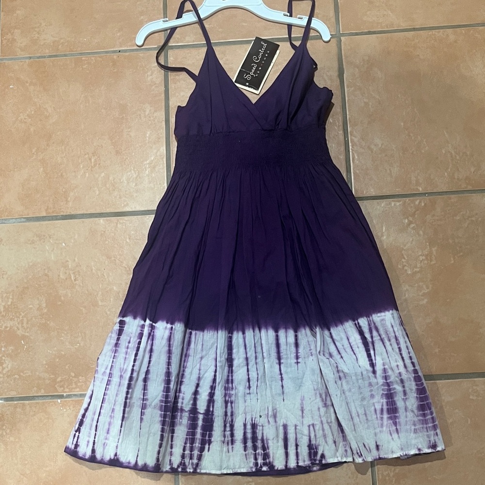 Speed Control Purple and White Tie-Dye Kids Dress